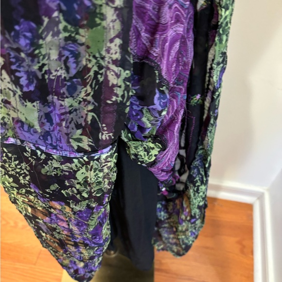 80s BOHO GYPSY MULTI-COLOR TIERED MAXI SKIRT TWEE FLORAL PAISLEY & RIBBON TRIM L - Picture 7 of 10